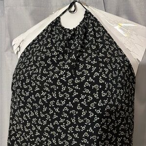 Black and White Floral Halter Top